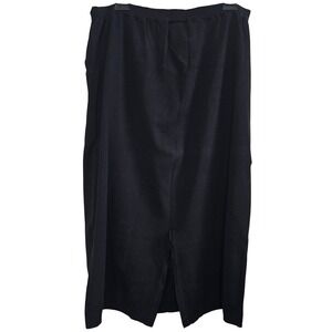 Dressbarn Woman Black Ribbed Knit Midi Pencil Skirt Elastic Waist Back Vent Plus